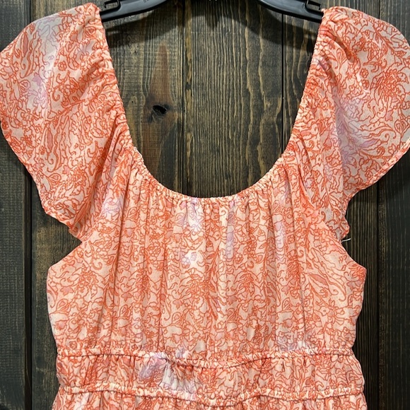 Dizzy Lizzy Maxi Dress XL Babydoll Floral Boho Milkmaid Smocked Ruffles Tie - Picture 7 of 11